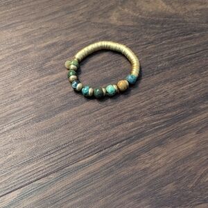 Turquoise and Gold Beaded Bracelet